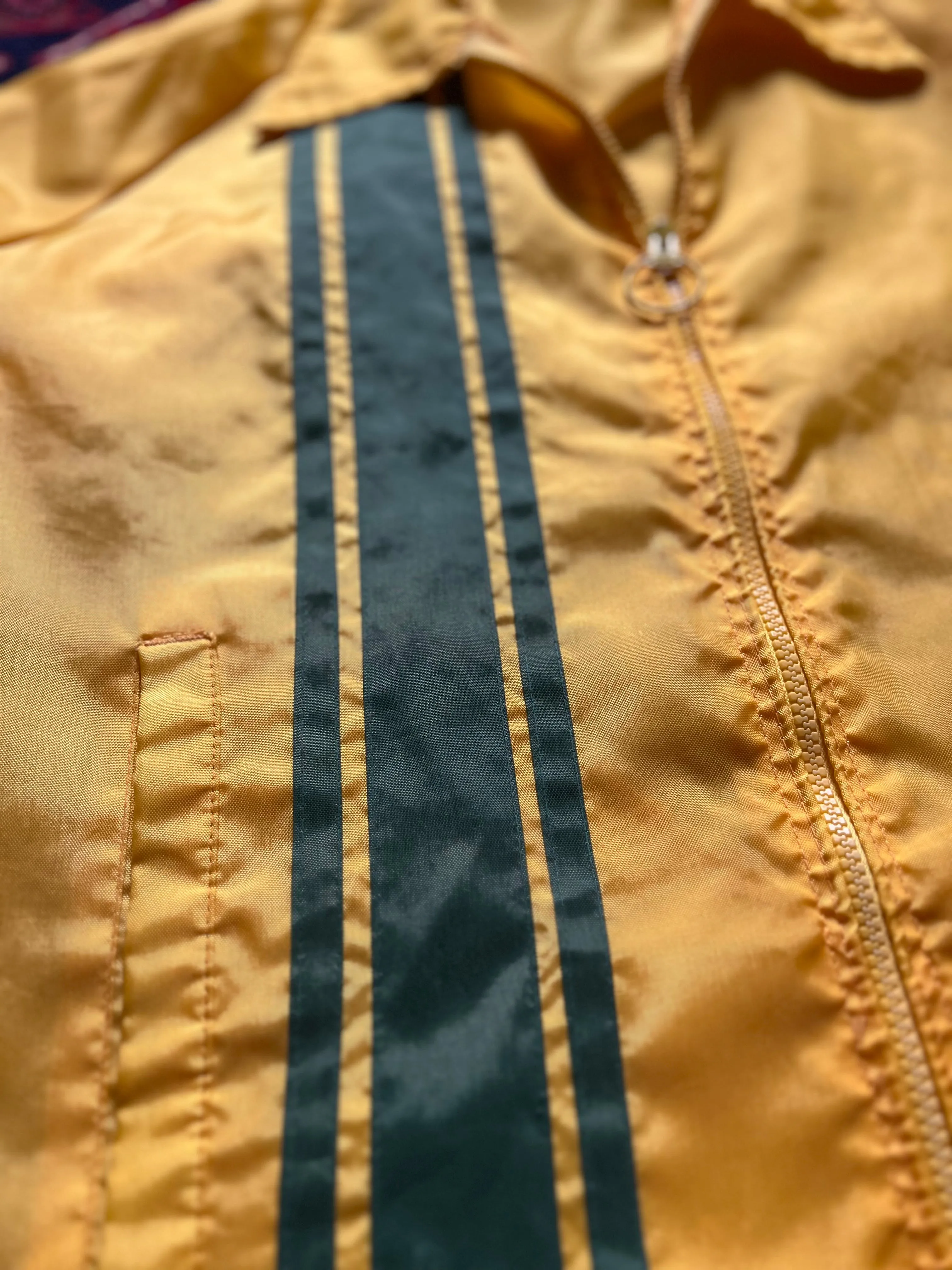 1970s Swingster Race Stripe Windbreaker Jacket Yellow