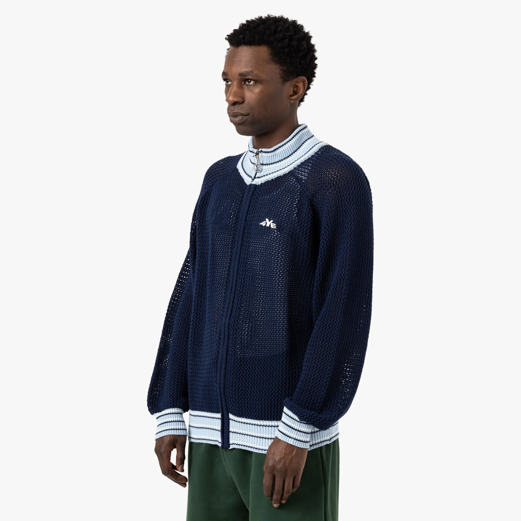 4YE Knit Track Jacket / Navy / White