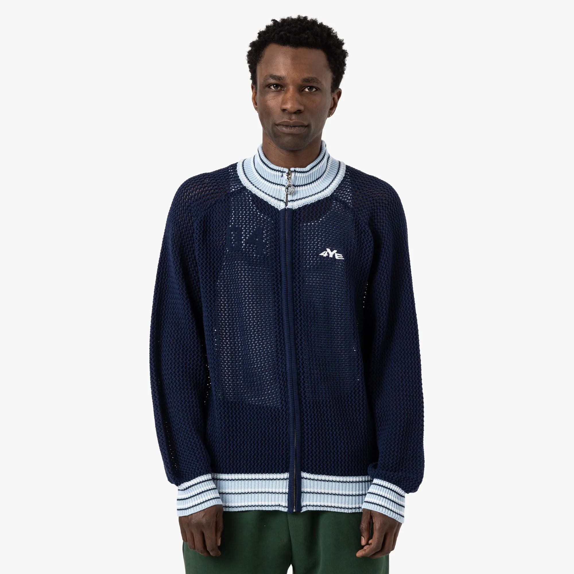 4YE Knit Track Jacket / Navy / White