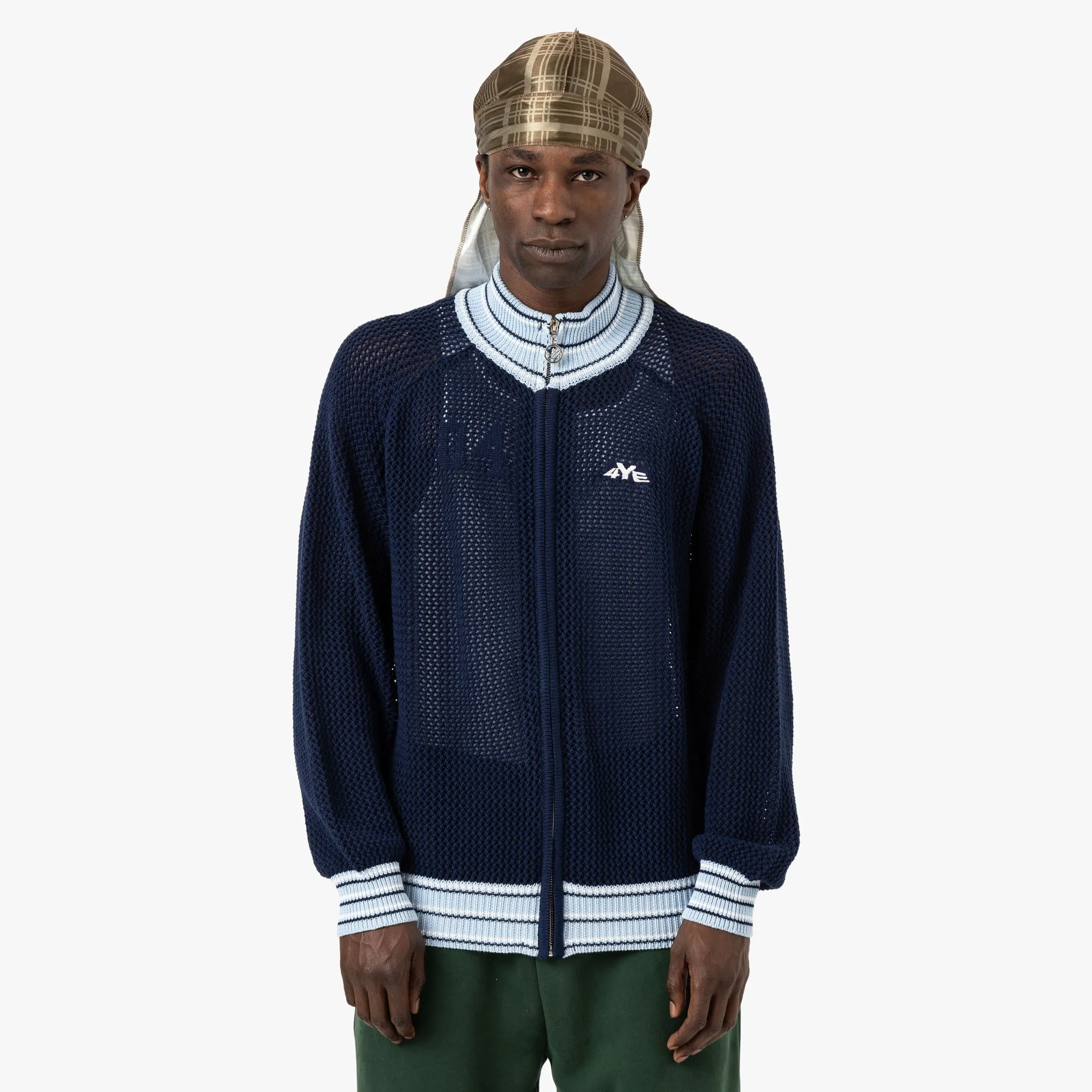 4YE Knit Track Jacket / Navy / White