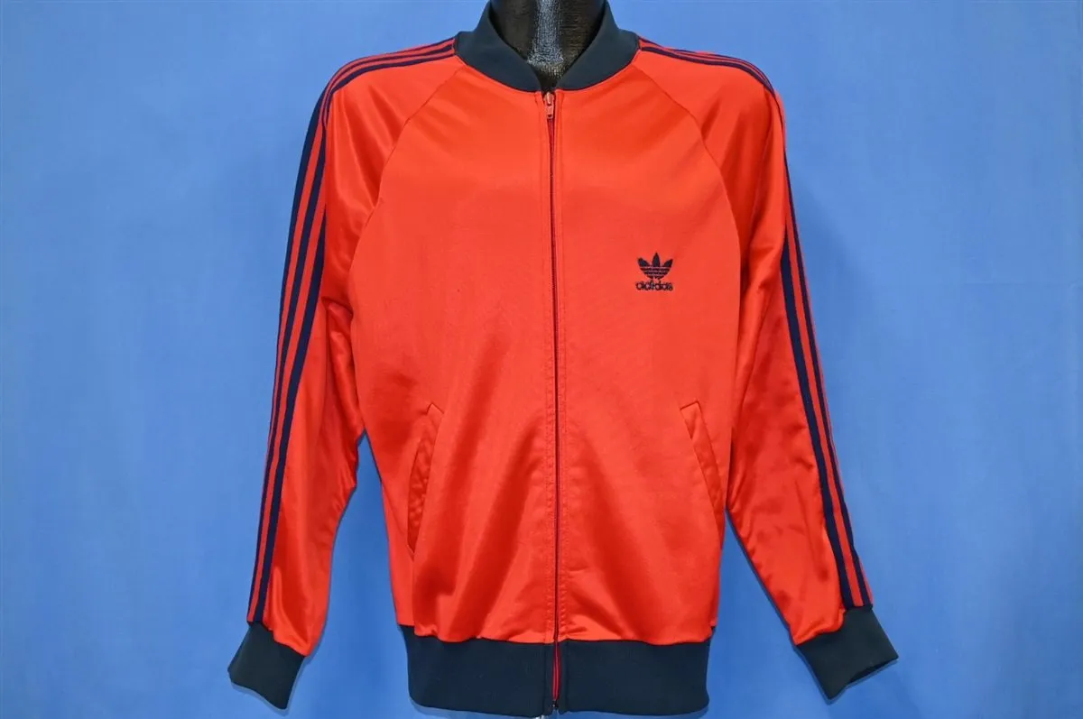 80s Adidas Trefoil Three Stripe Red Zipper Track Jacket Medium