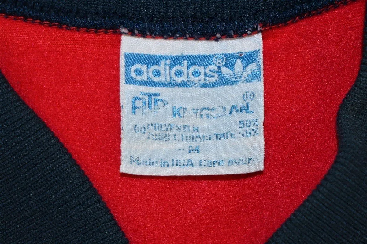 80s Adidas Trefoil Three Stripe Red Zipper Track Jacket Medium