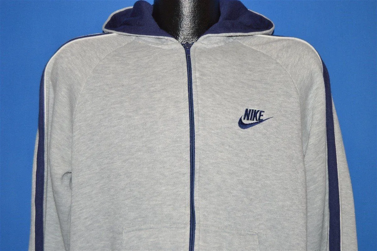 80s Nike Heather Grey Striped Track Jacket Medium