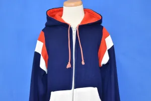 80s Red White Blue Hooded Track Jacket Youth Large