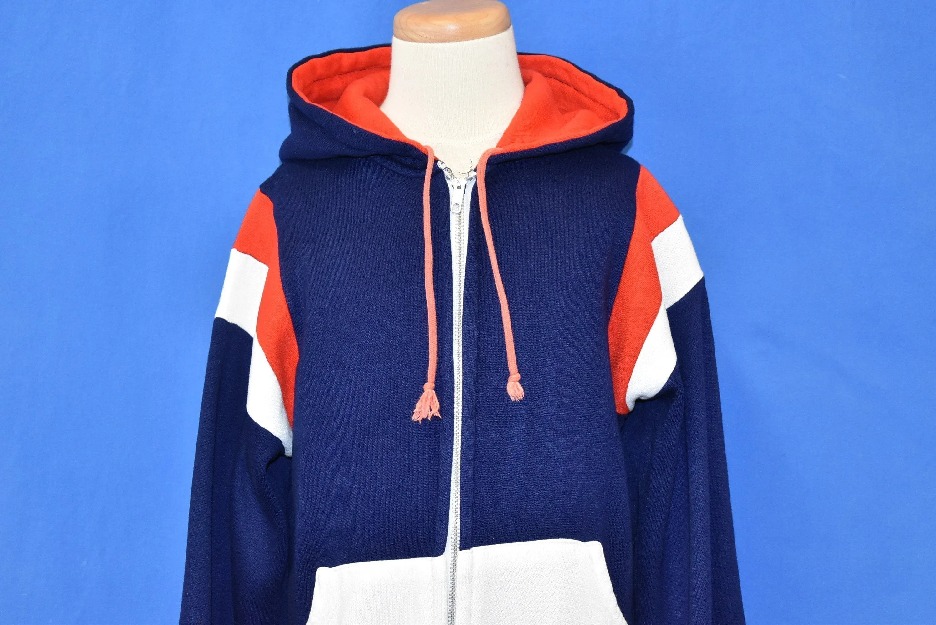 80s Red White Blue Hooded Track Jacket Youth Large