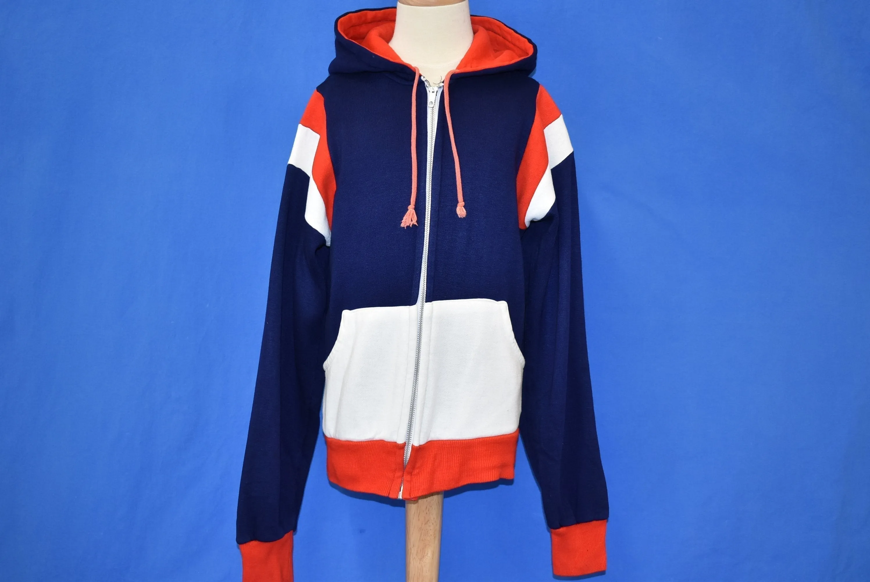 80s Red White Blue Hooded Track Jacket Youth Large