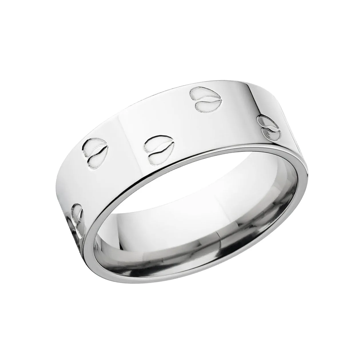 8mm Custom 14k White Gold Deer Track Men's Wedding Band