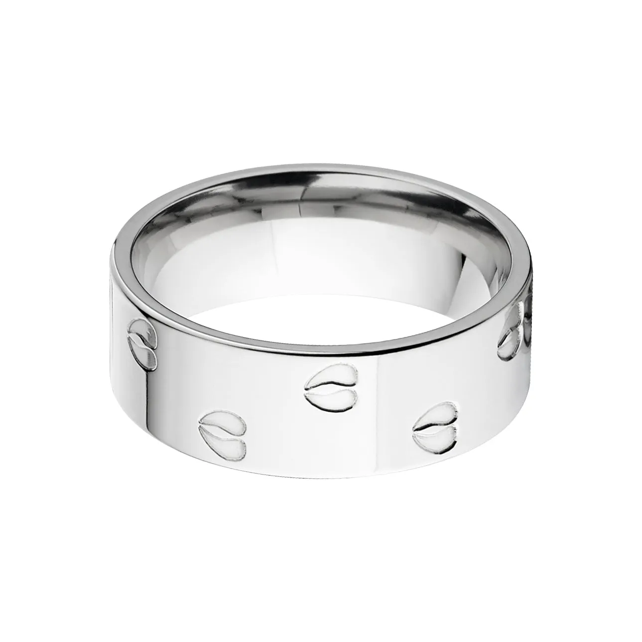 8mm Custom 14k White Gold Deer Track Men's Wedding Band