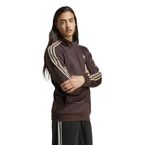 adidas Men's Essentials Warm-Up 3-Stripes Track Jacket, Shadow Brown