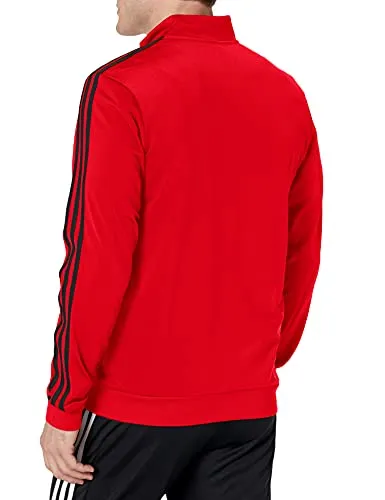 adidas Men's Essentials Warm-Up 3-Stripes Track Top, Scarlet/Black, XX-Large