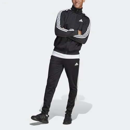 adidas Men's Sportswear Basic 3-stripes Tricot Track Suit, Black, Large