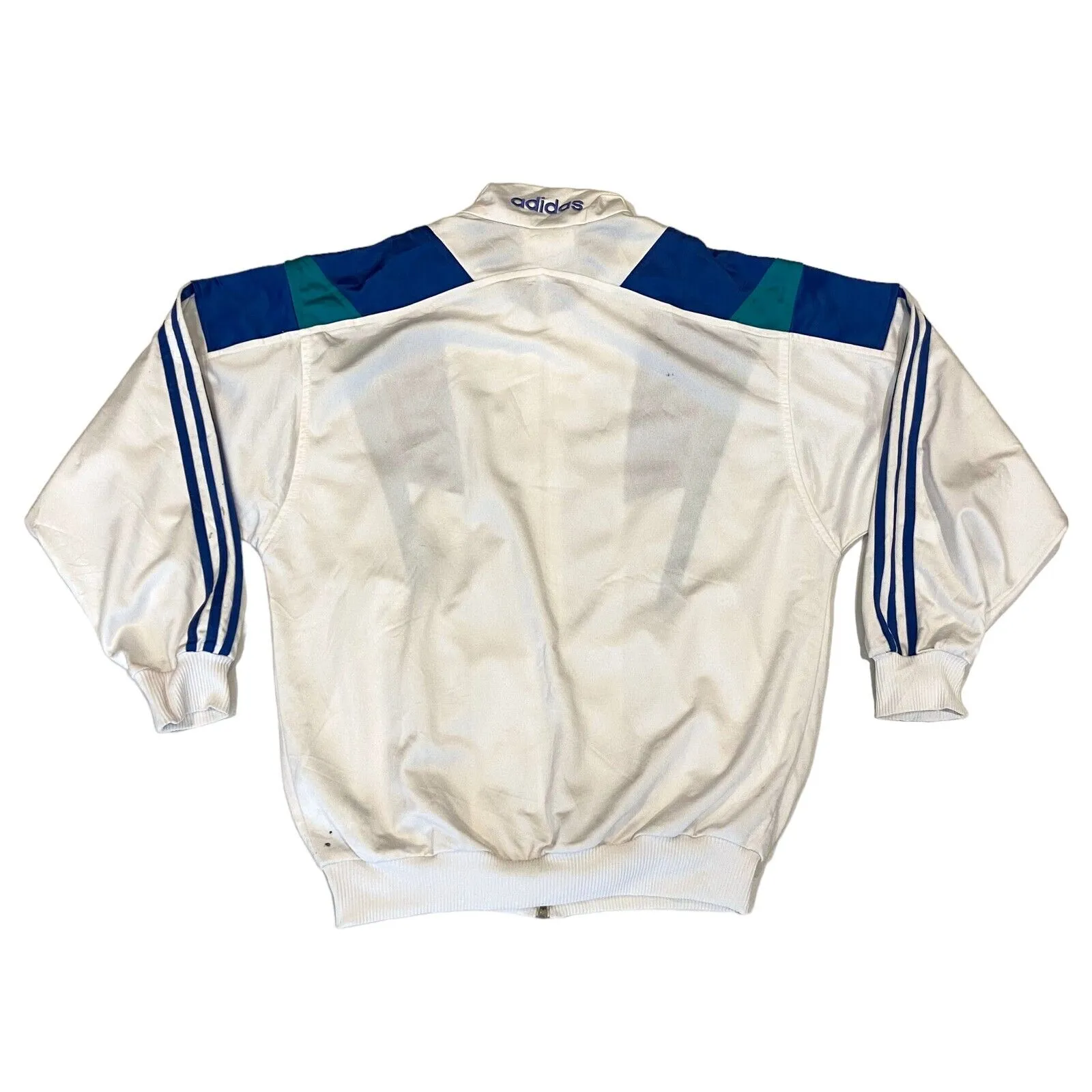 Adidas Originals Soft Shell Track Jacket | Vintage 90s Sportswear White Blue VTG