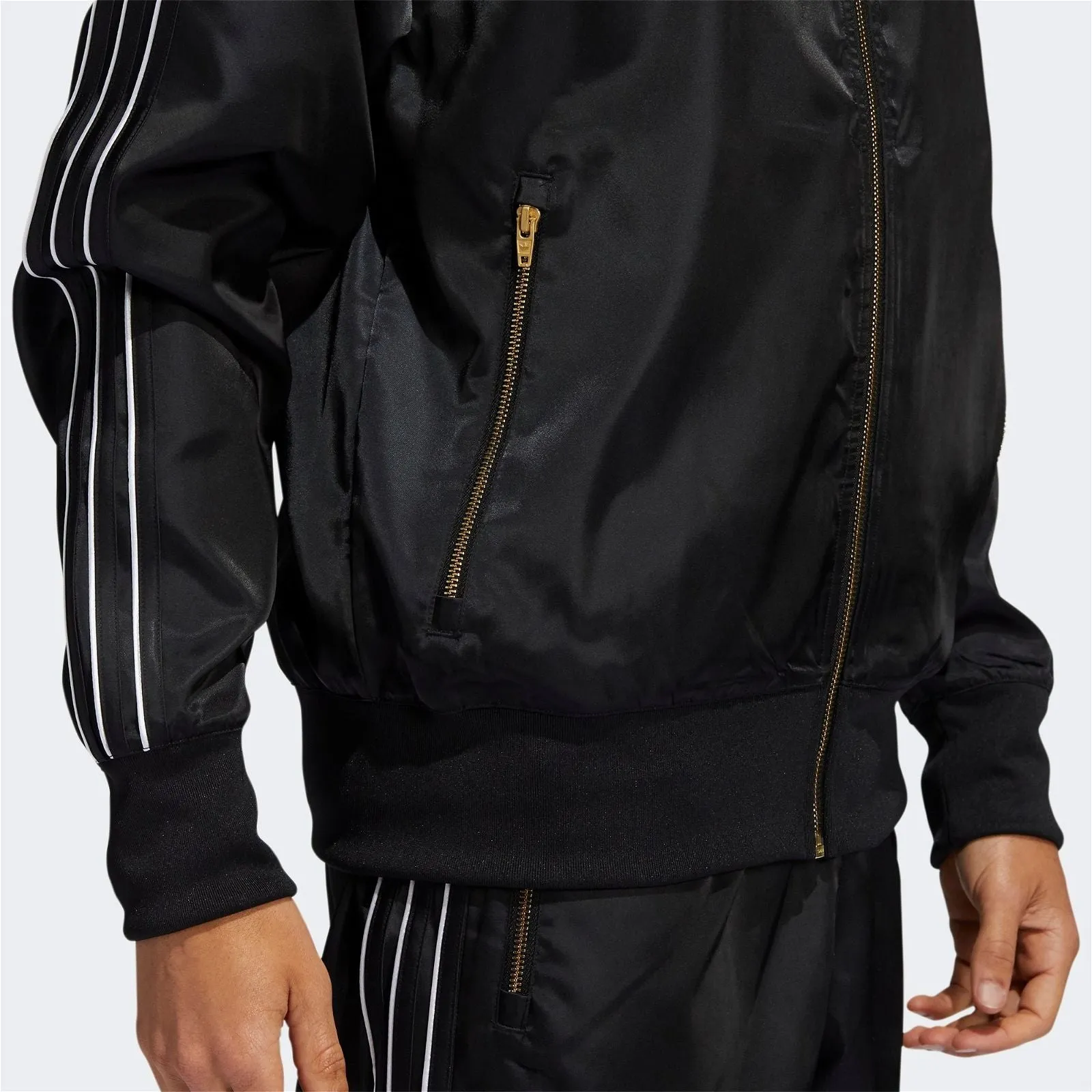 adidas Originals SPRT Firebird Satin Track Top - Black