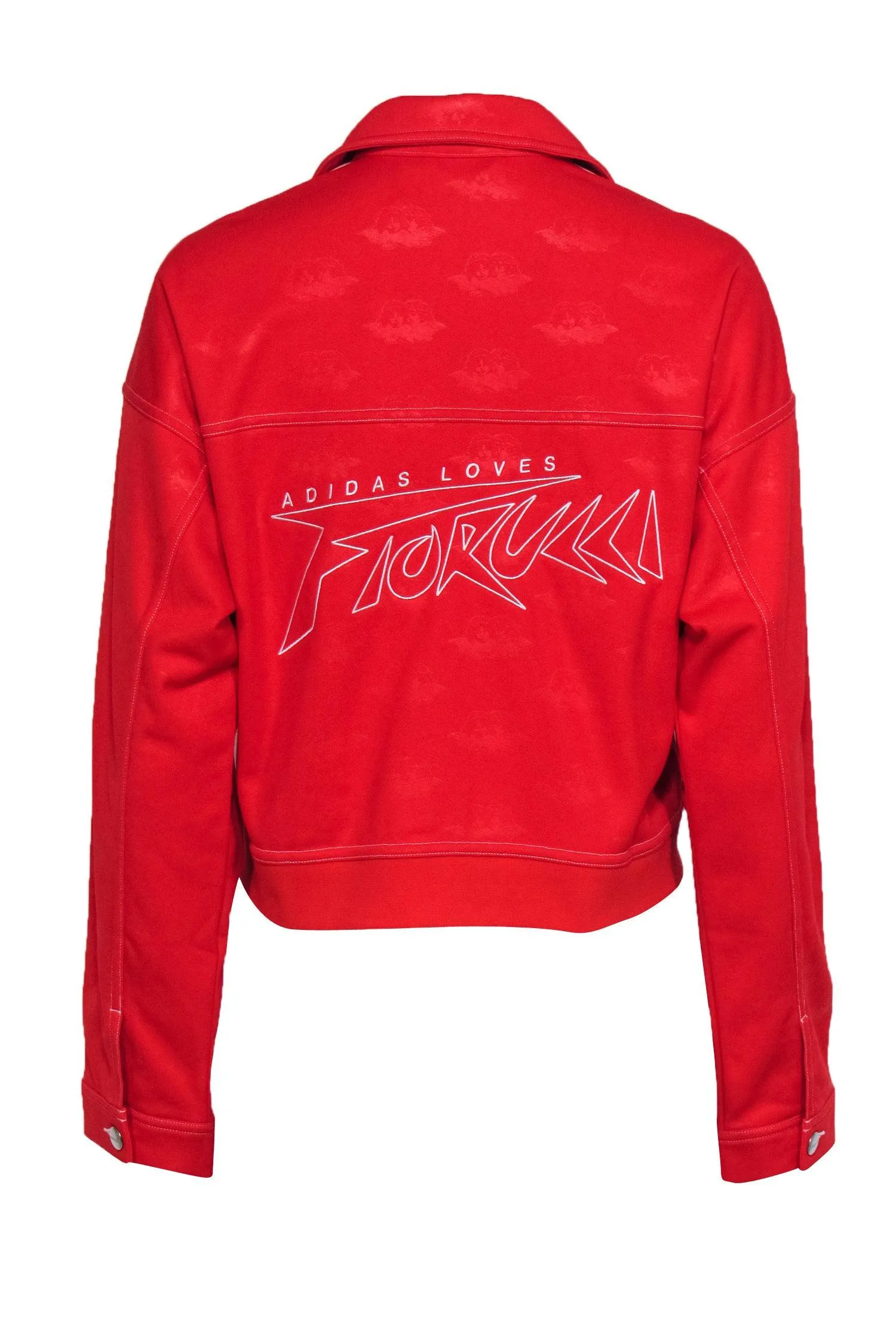 Adidas x Fiorucci - Red Angel Baby Jacquard Track Jacket w/ Embroidered Back Graphic Sz M