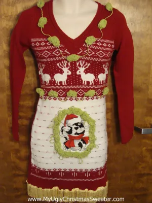 Adorable Cat and Reindeer Junior Christmas Dress