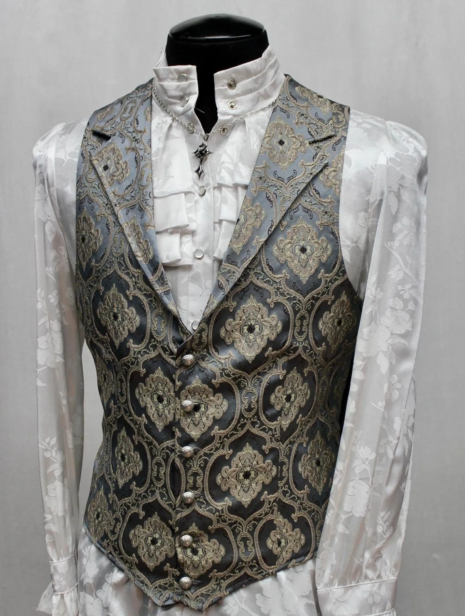 ARISTOCRAT VEST - Edwardian Brocade - Blue