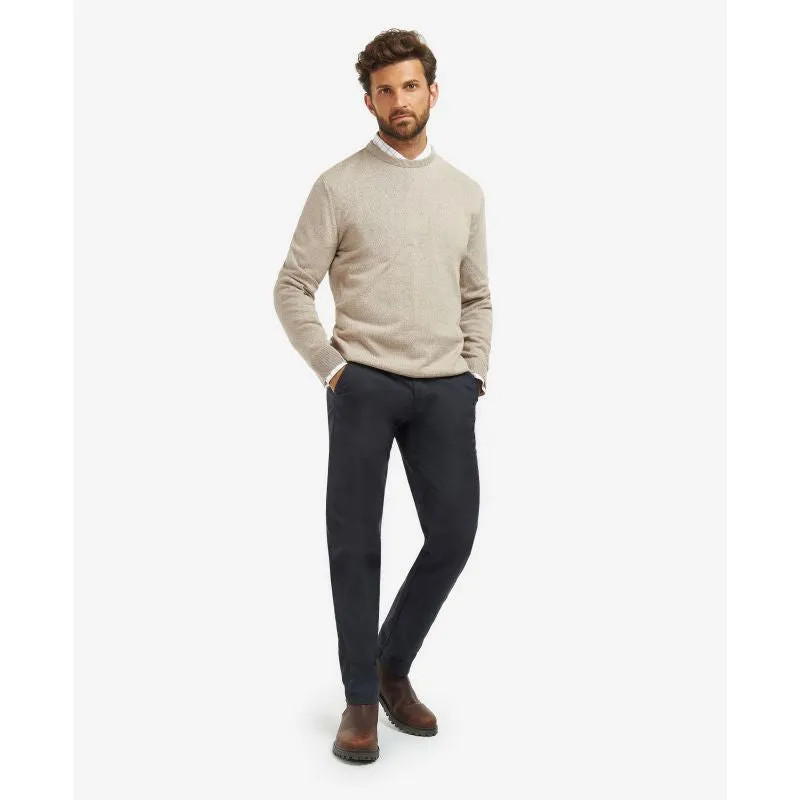 Barbour Firle Cotton Cashmere Mens Crew Neck Jumper - Stone Marl