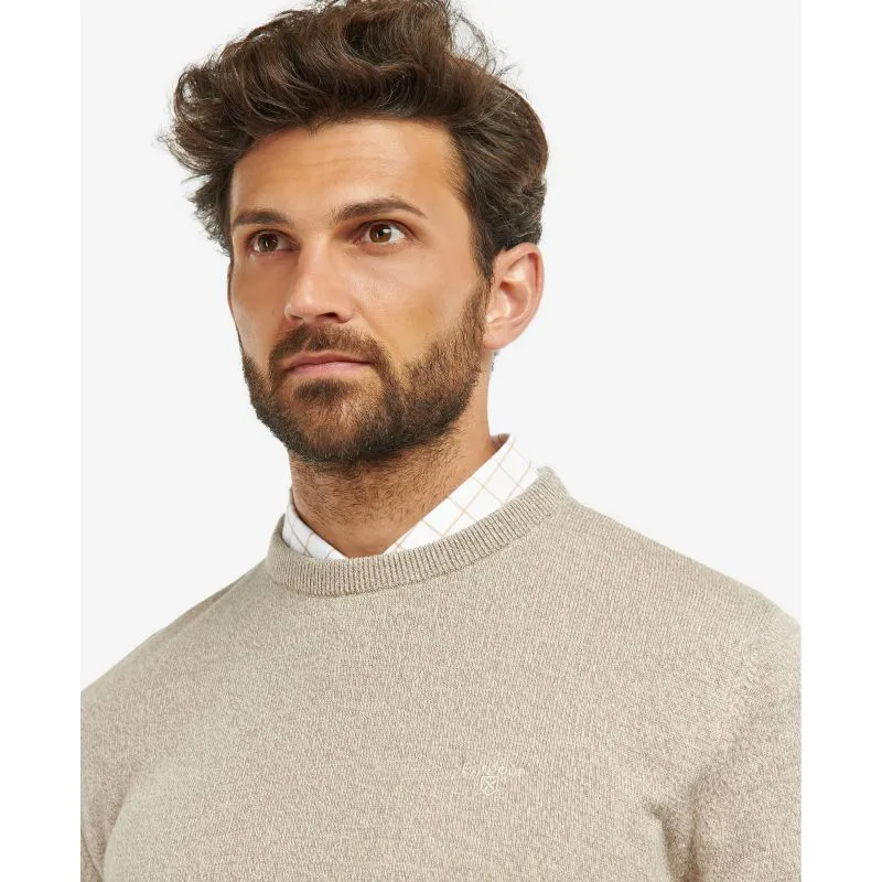 Barbour Firle Cotton Cashmere Mens Crew Neck Jumper - Stone Marl