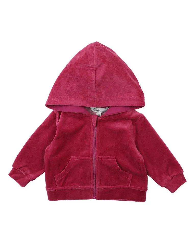 BEBE LUCIE VELOUR ZIP HOODIE