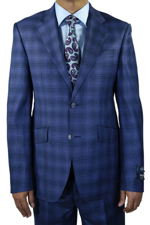 Berragamo New Blue Plaid Slim Fit Suit