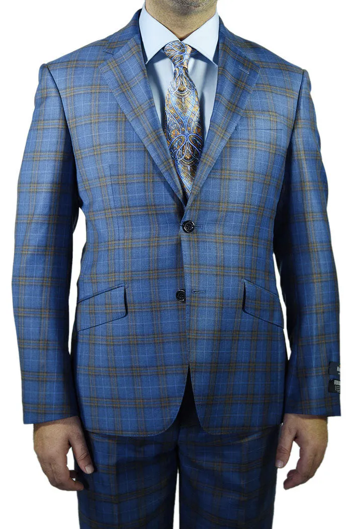 Berragamo "Fancy" Blue Windowpane Slim Fit Suit