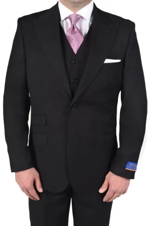 Berragamo "Hudson" Solid Black 2-Button Peak Suit