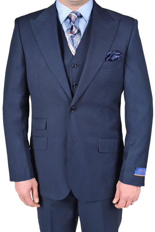 Berragamo "Hudson" Solid New Blue 2-Button Peak Suit