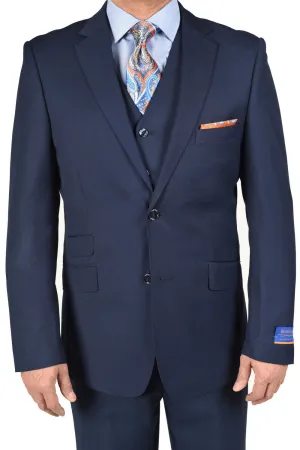 Berragamo "Lazio" Solid New Blue 2-Button Notch Slim Fit Suit