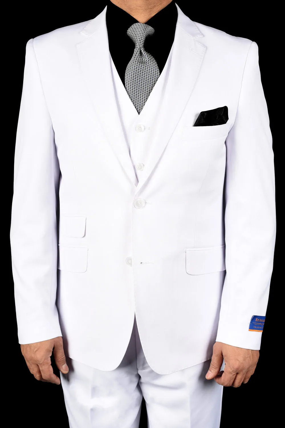 Berragamo "Lazio" Solid White 2-Button Notch Slim Fit Suit