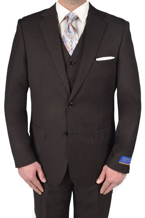 Berragamo "Napoli" Solid Dark Brown 2-Button Notch Suit