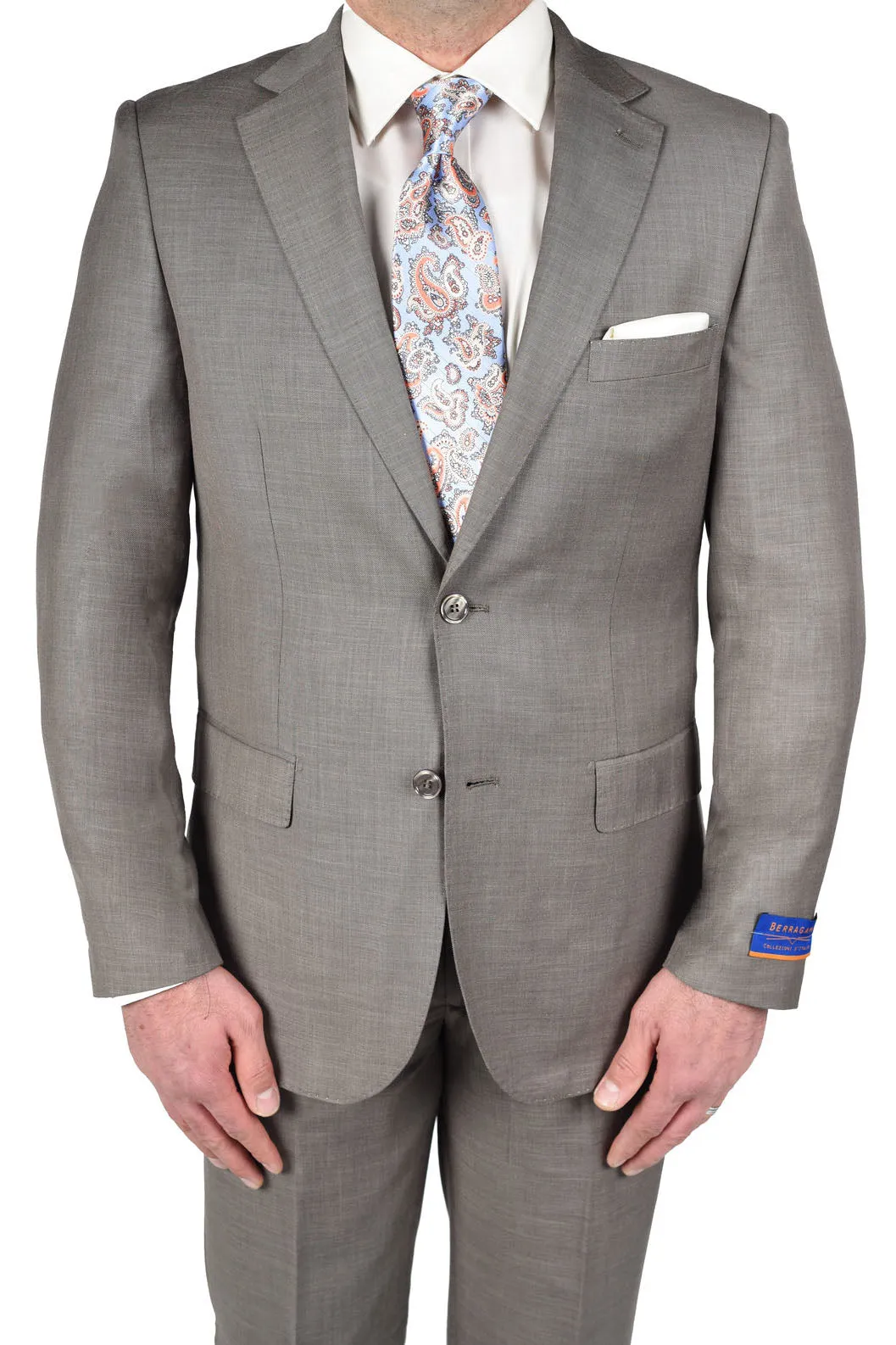 Berragamo "Napoli" Tan 2-Button Notch Sharkskin Suit