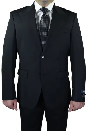 Berragamo Solid Black 2-Button Peak Suit