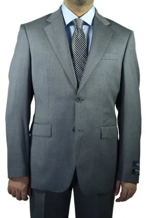 Berragamo Solid Medium Grey 2-Button Notch Slim Fit Suit