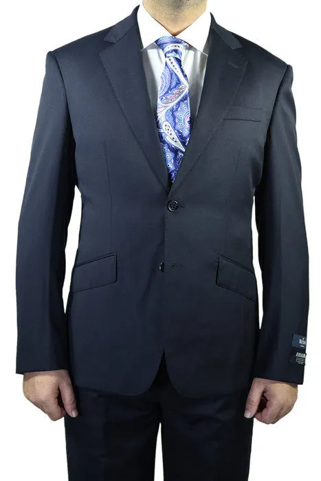 Berragamo Solid Navy 2-Button Notch Slim Fit Suit