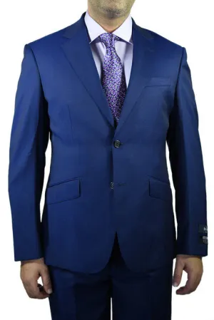 Berragamo Solid New Blue 2-Button Notch Slim Fit Suit