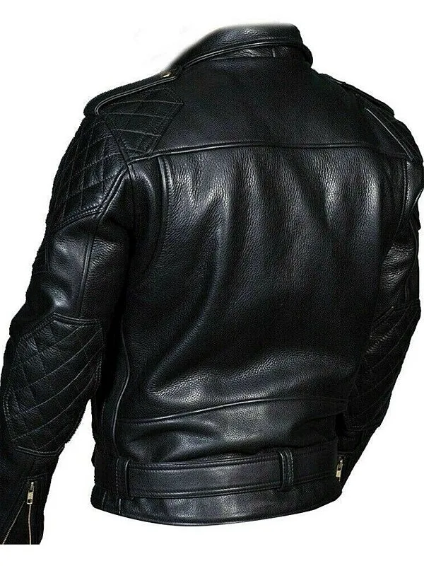 Biker's Black Leather Jacket Police/Cop Style