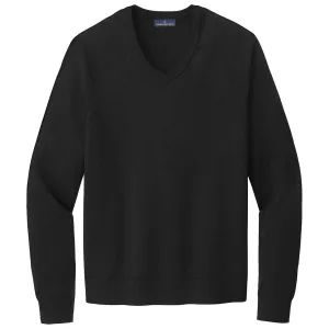 Brooks Brothers Men's Deep Black Cotton Stretch V-Neck Sweater