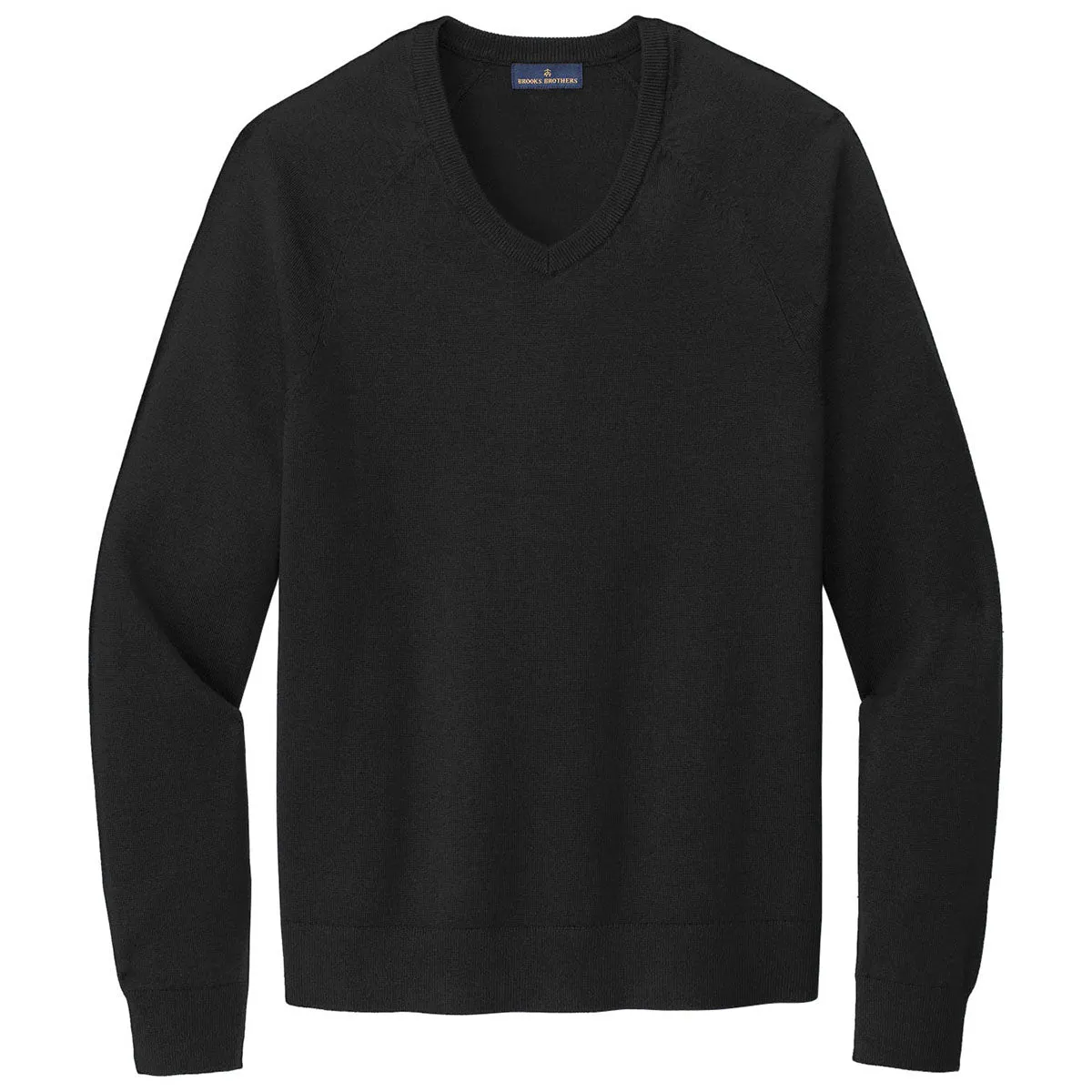 Brooks Brothers Men's Deep Black Cotton Stretch V-Neck Sweater