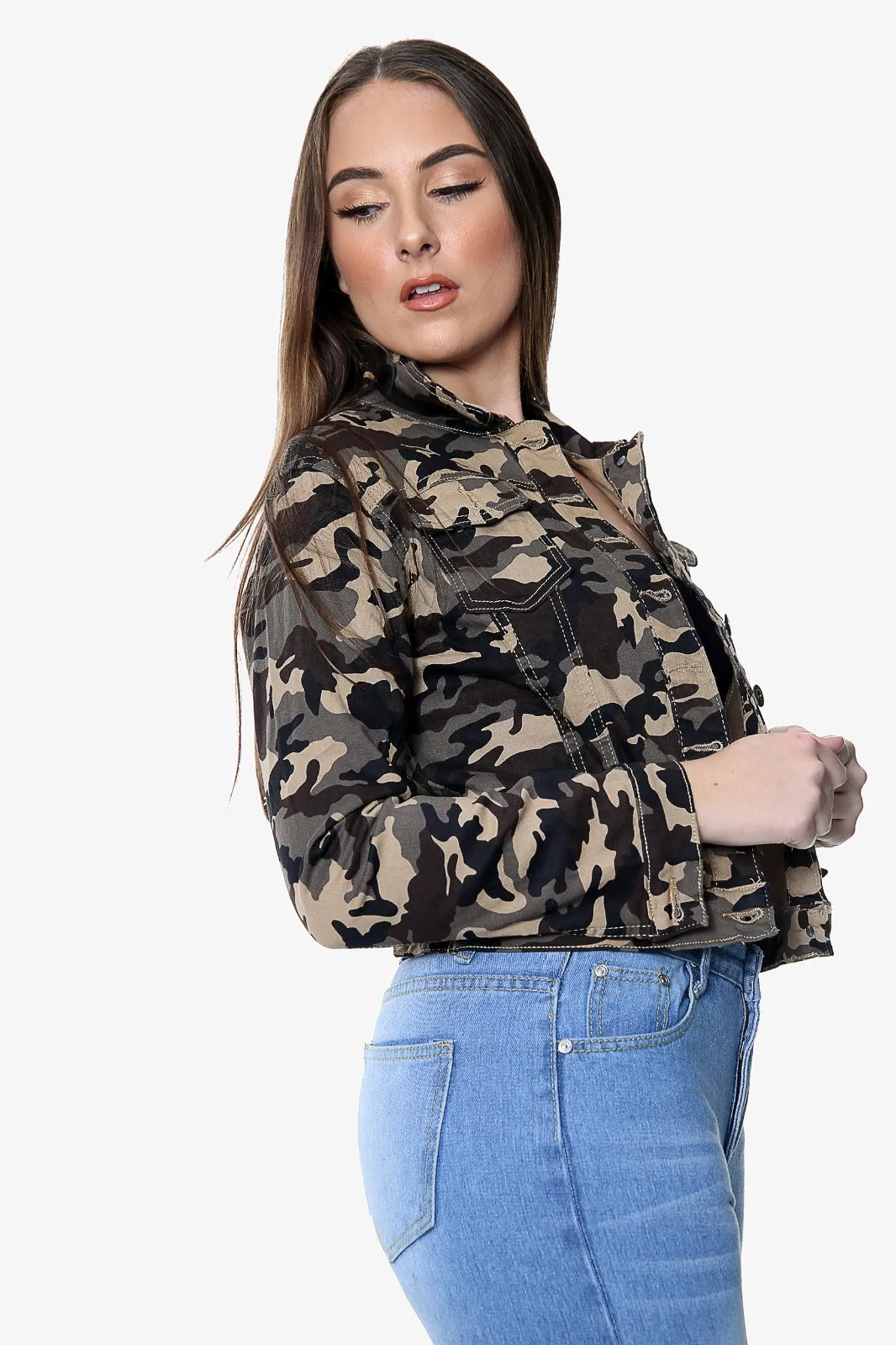 Camo Stretch Denim Jacket