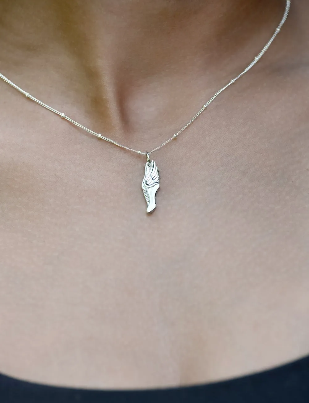 CC Sport Gold Track and Field Winged Shoe Charm Necklace