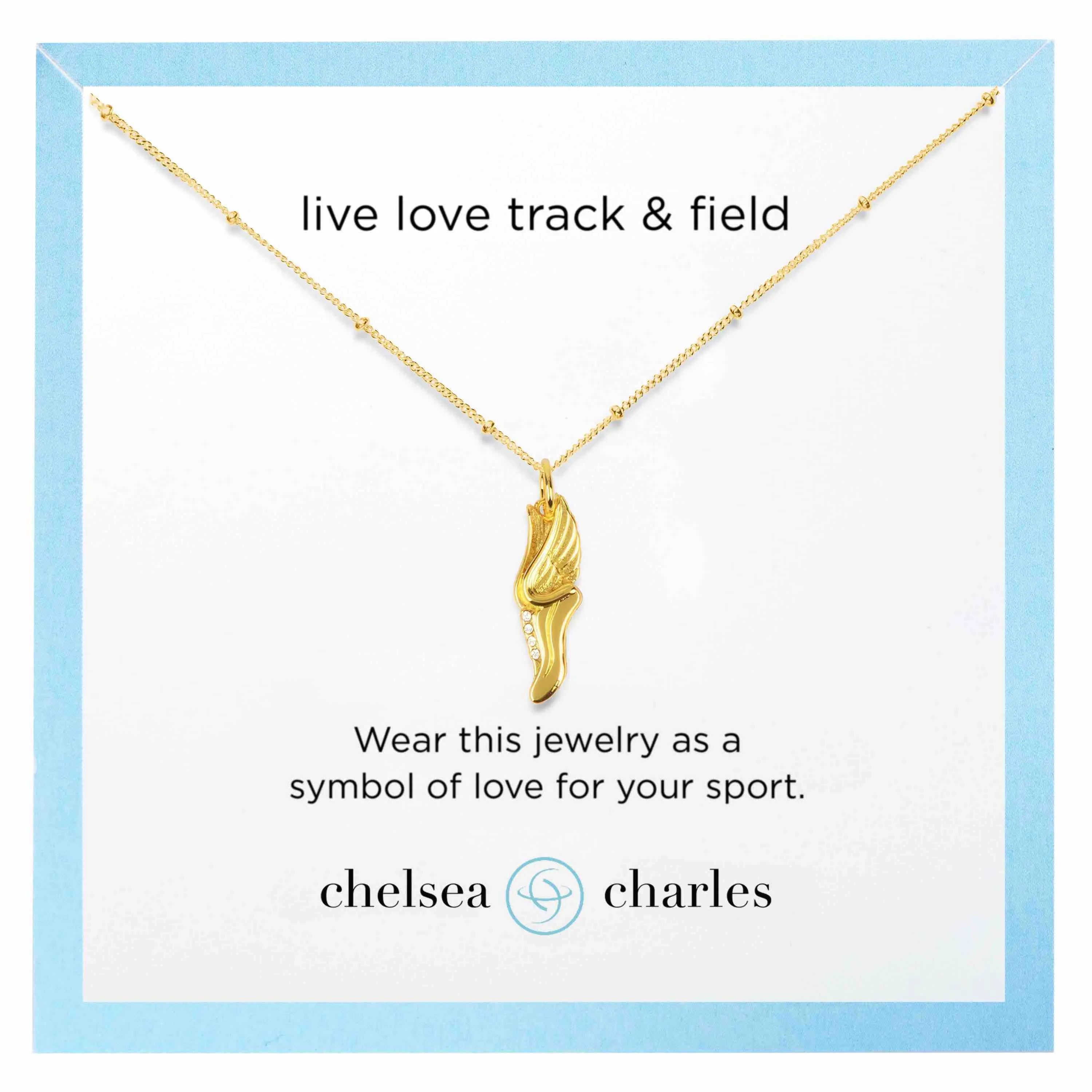 CC Sport Gold Track and Field Winged Shoe Charm Necklace