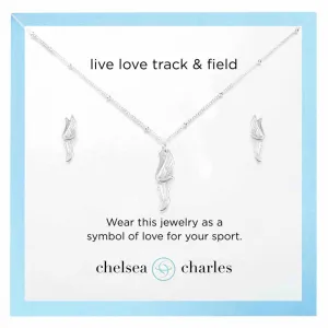 CC Sport Silver Track and Field Necklace and Earrings Gift Set