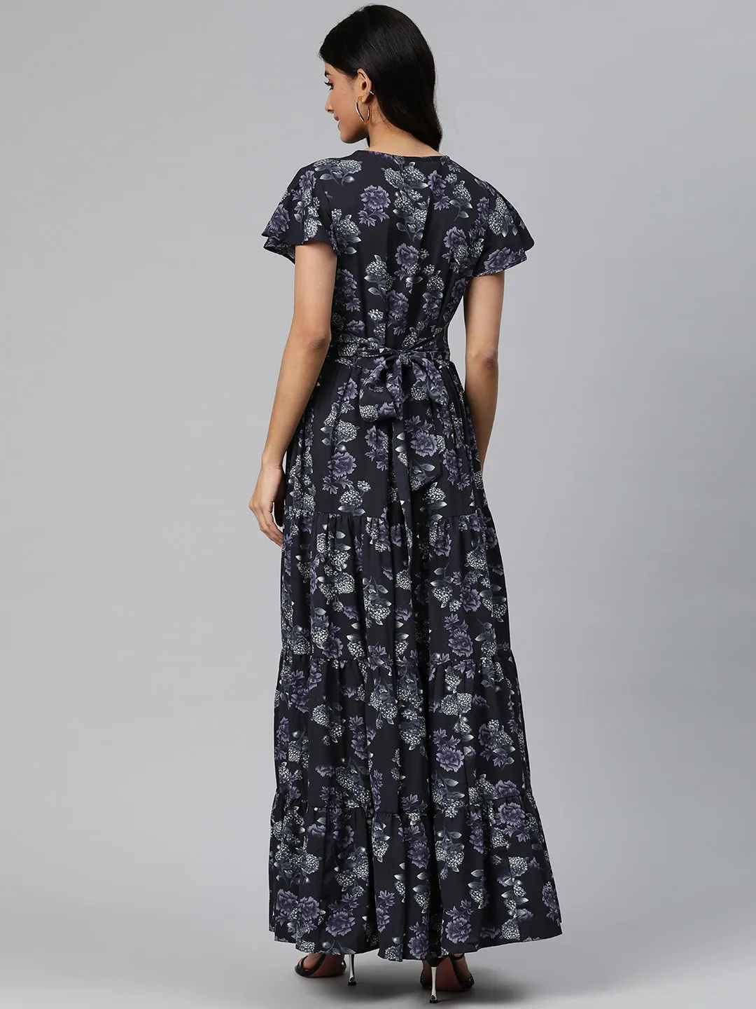 Cottinfab Women Floral Printed Flared Maxi Dress