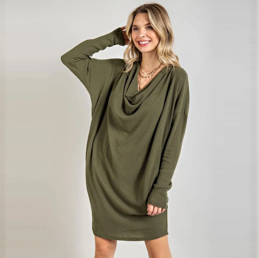 Cowl Neck Sweater Dress