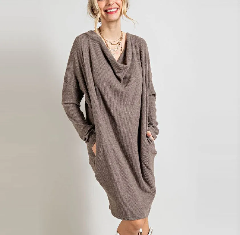 Cowl Neck Sweater Dress