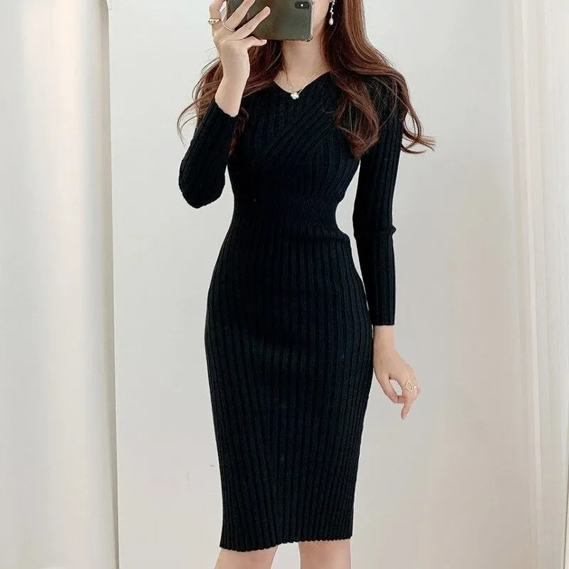 Cozy Upgrade Ribbed Bodycon Midi Dress