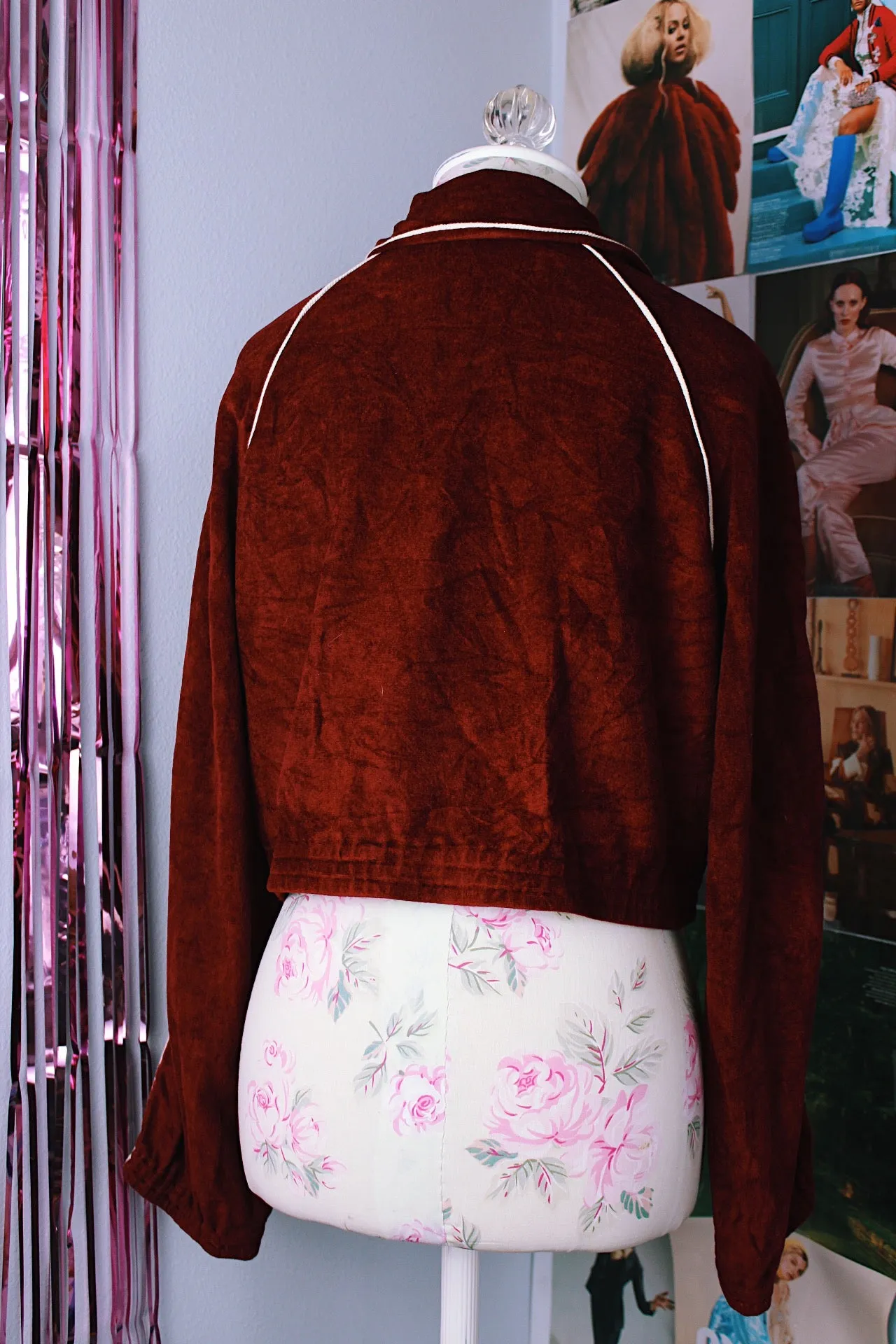 Cropped Velour Track Jacket