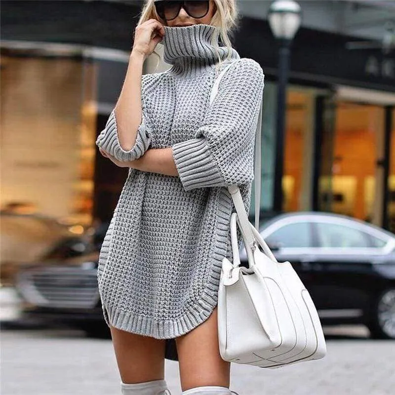 FashionSierra - Fashion Women Casual Irregular Long Sweater Dress Knitted Sweater Top