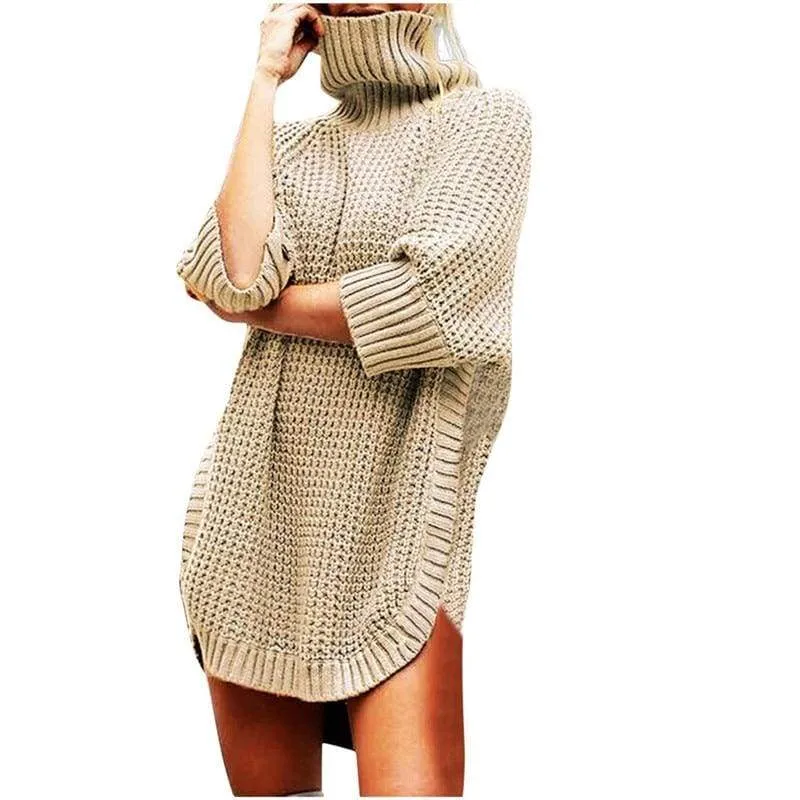 FashionSierra - Fashion Women Casual Irregular Long Sweater Dress Knitted Sweater Top