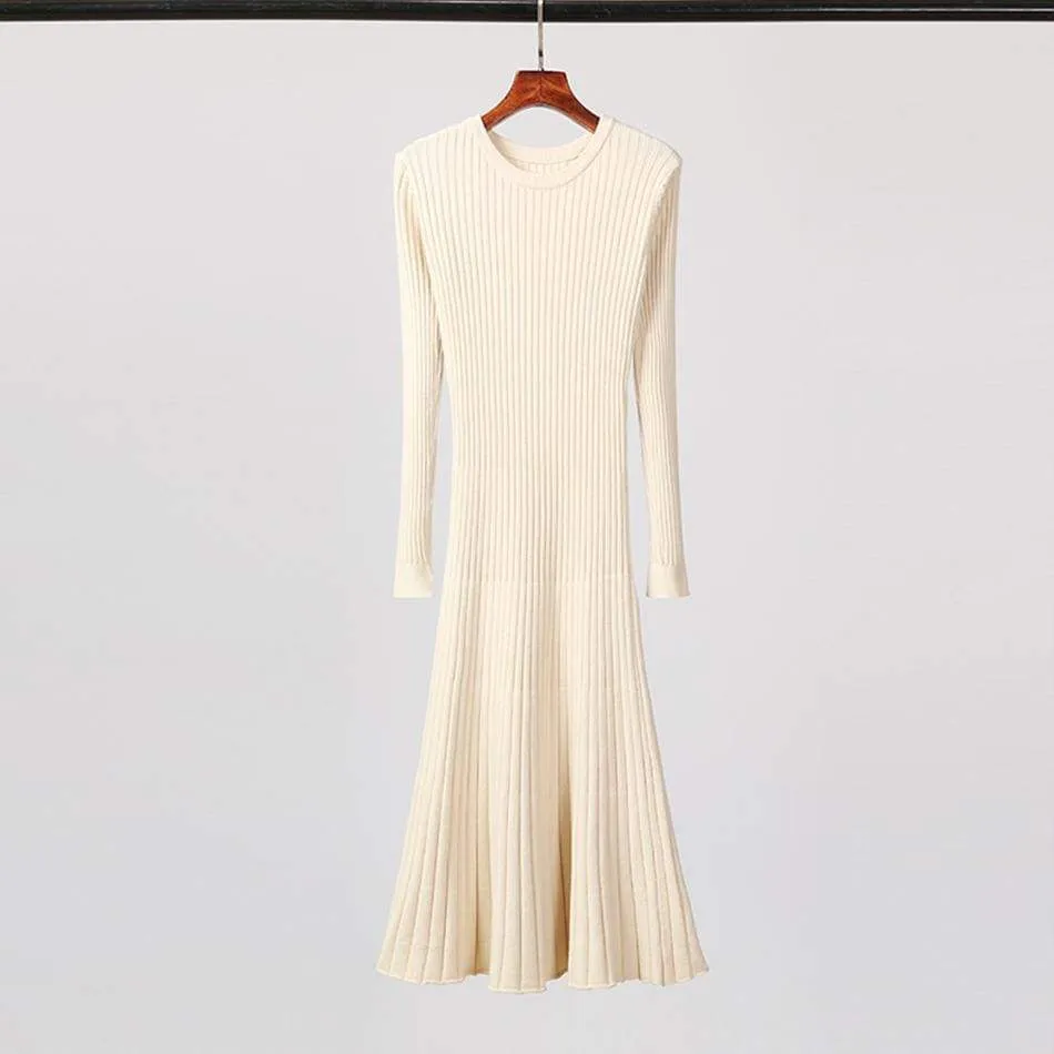 FashionSierra - Long Knitted Sweater Dress for Women Casual Winter Sweater Dress